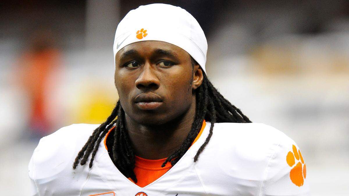 Oct 5, 2013; Syracuse, NY, USA; Clemson Tigers wide receiver Sammy Watkins (2) looks on prior to the game against the Syracuse Orange at the Carrier Dome. Clemson defeated Syracuse 49-14.