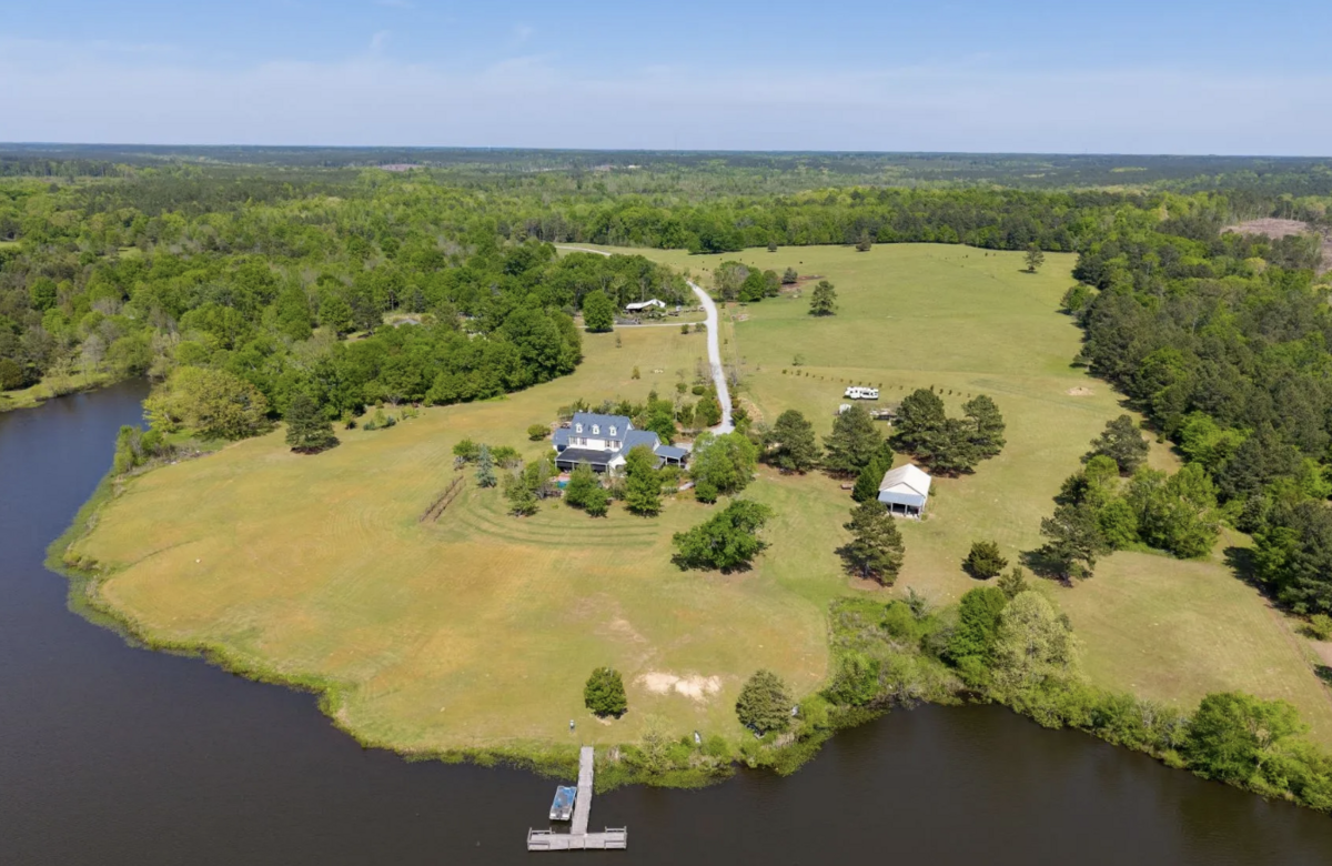 A private lake is stocked with bass, catfish, bream and crappie.