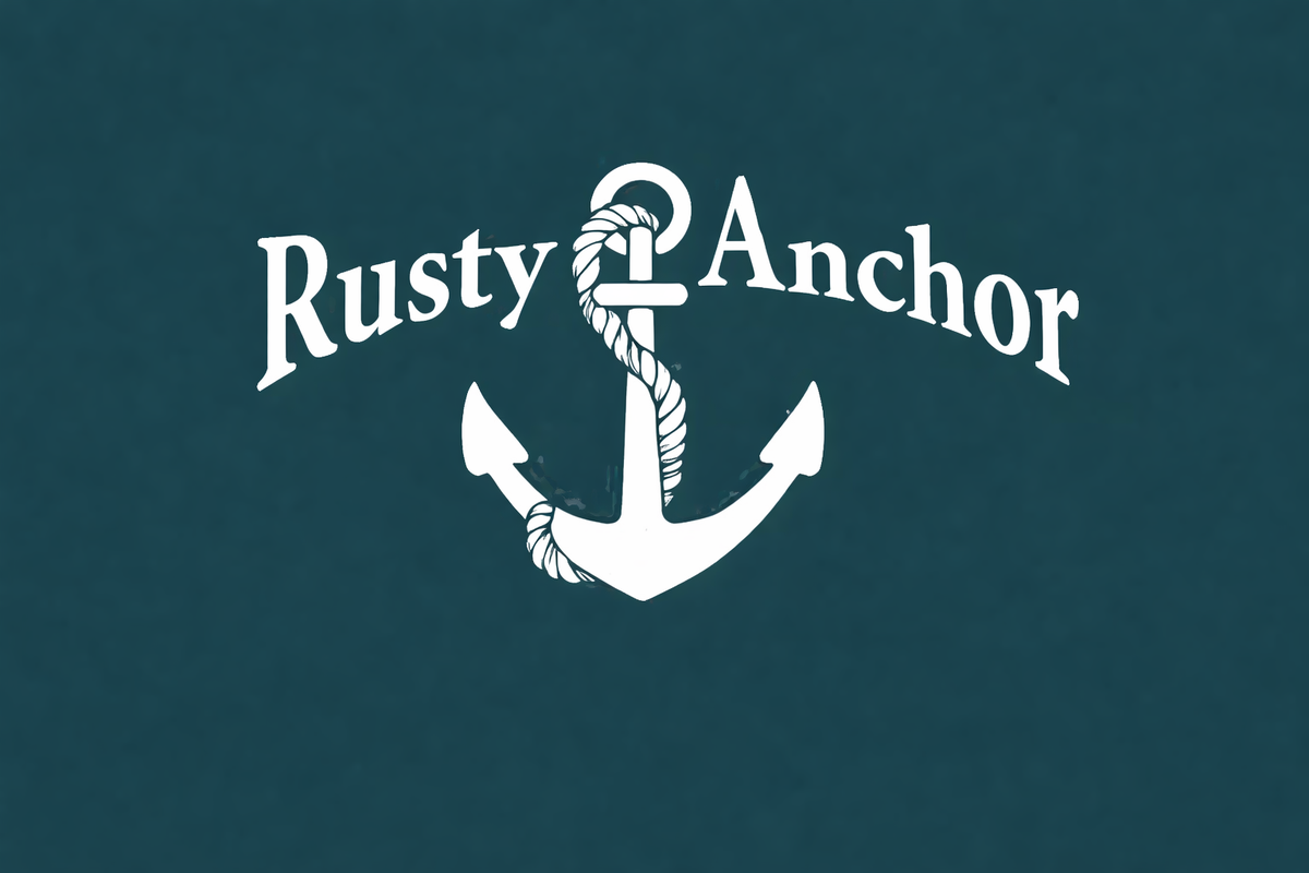 A logo for Rusty Anchor in Chapin, SC.