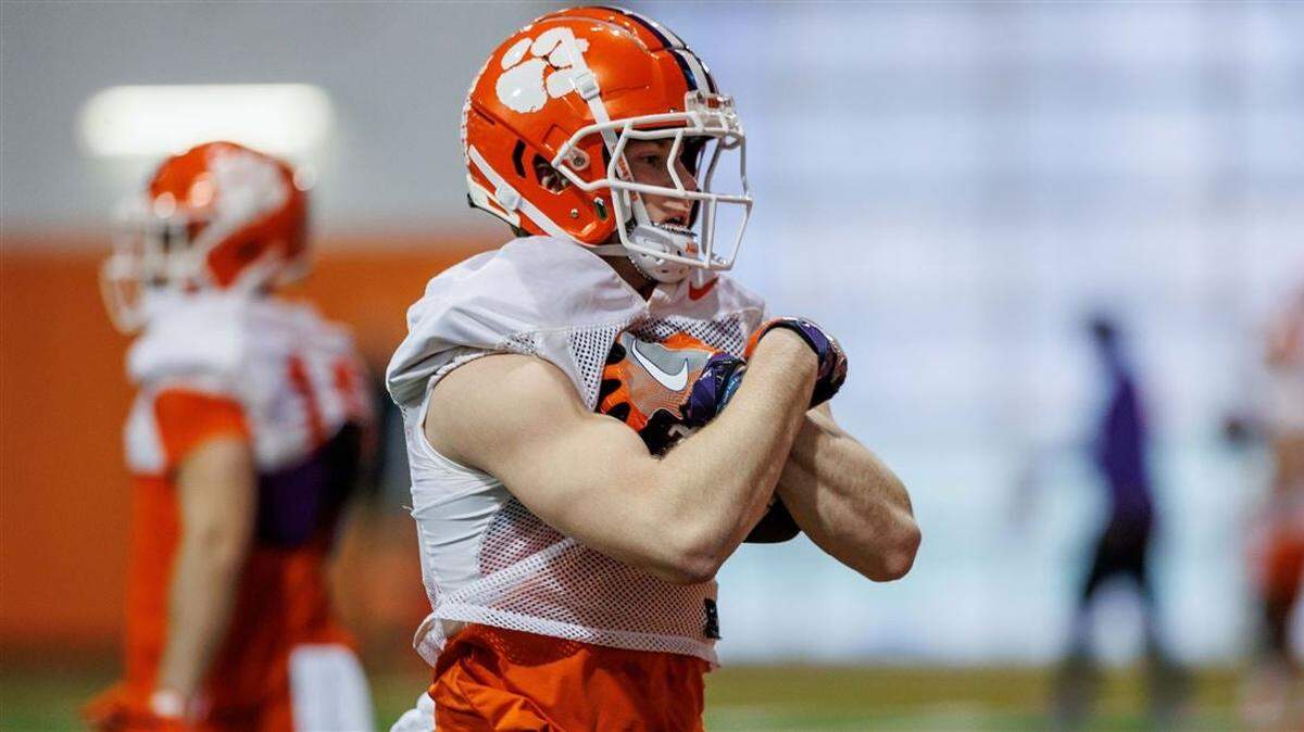 Clemson football’s Ronan Hanafin (16) during practice