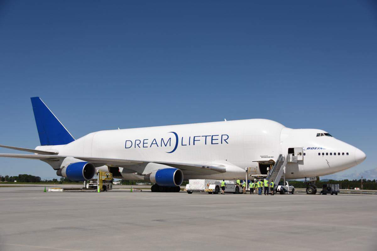 Gov. Henry McMaster and other state officials were at Greenville-Spartanburg International Airport on April 26, 2020 to greet the arrival of a Boeing Dreamlifter transporting personal protective equipment — 1.3 million medical-grade 3-ply surgical face masks with ear loops — for distribution at Prisma Health facilities in South Carolina.