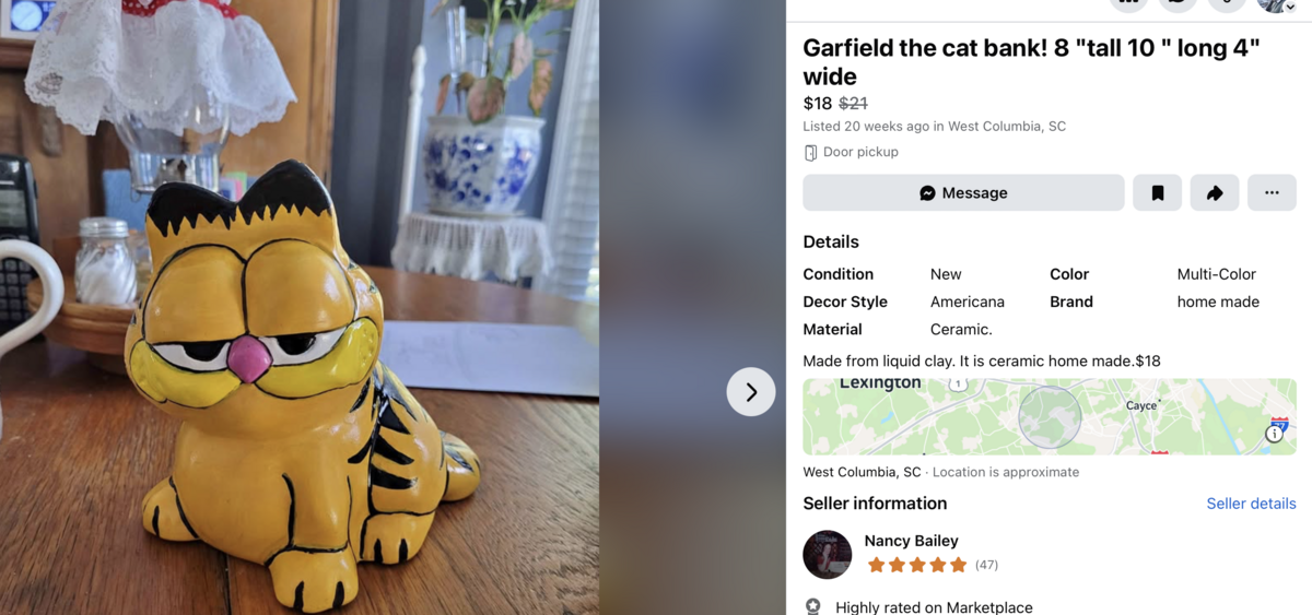Garfield ceramic bank