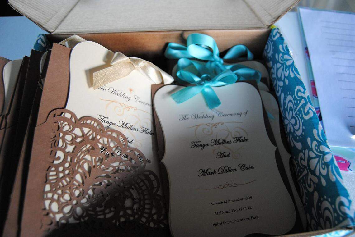 A look at some of the invitations that have been used by a previous Wedding Planning & Management class at the University of South Carolina.