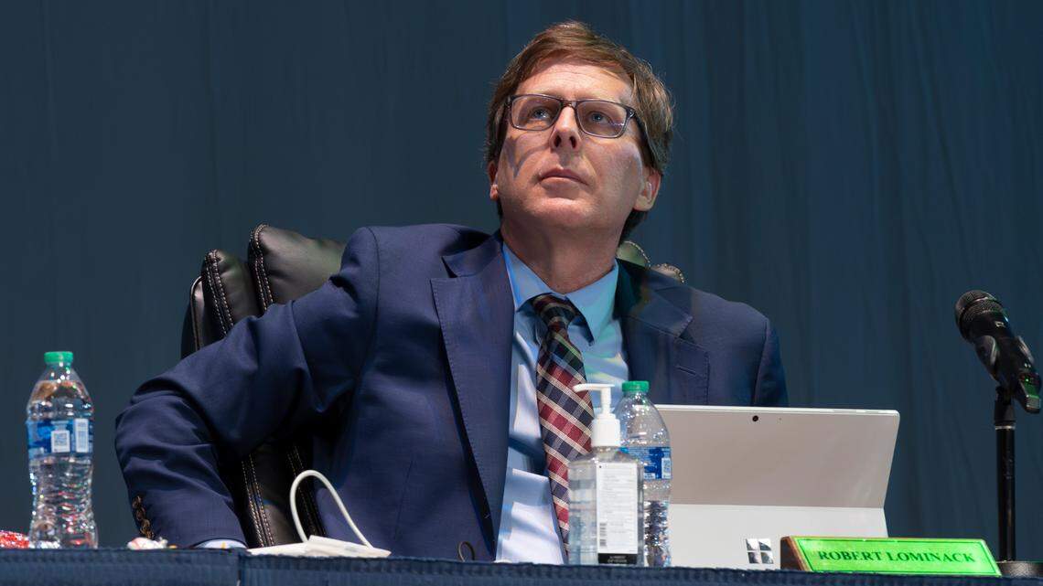 Robert Lominack, now the Richland District One school board chair, is shown during a meeting of the board in 2024