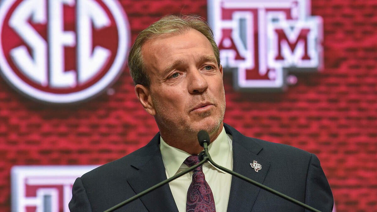 Texas A&M coach Jimbo Fisher met with the media during SEC Media Days on Monday in Atlanta.