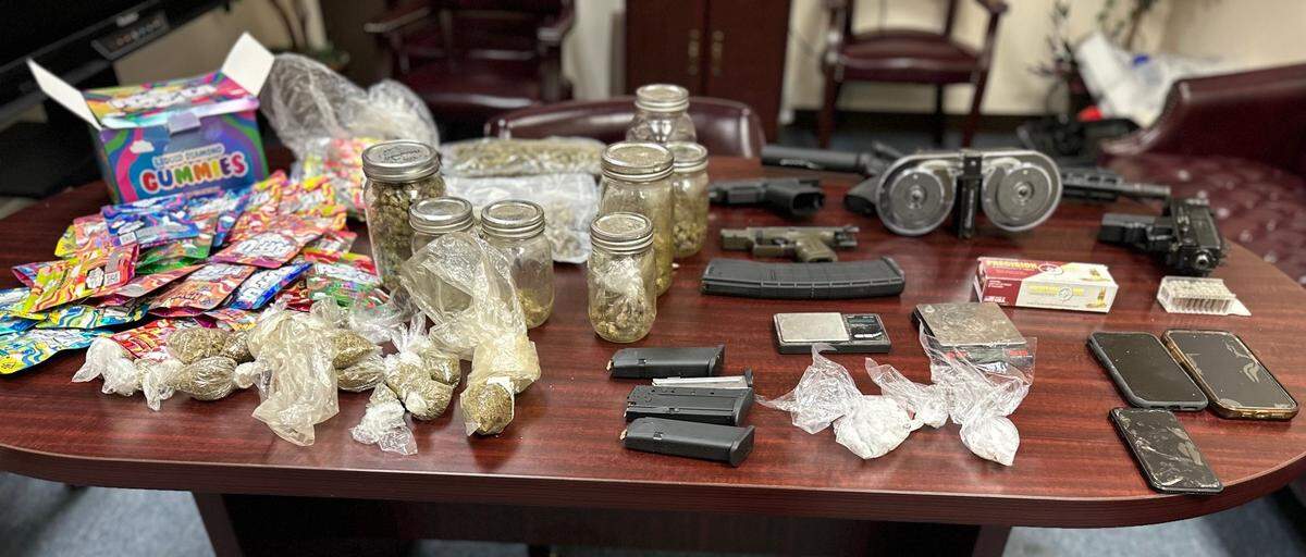 Drugs and guns were among the items seized during a recent arrest.