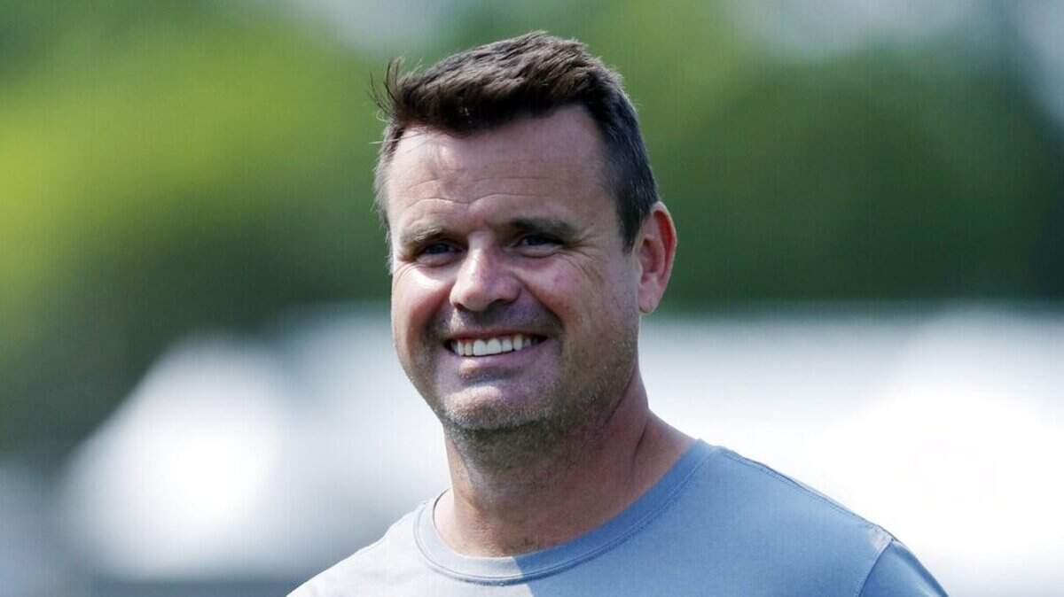 Detroit Lions quarterback coach Sean Ryan is seen at the Lions NFL football practice facility, Thursday, July 25, 2019, in Allen Park, Mich.