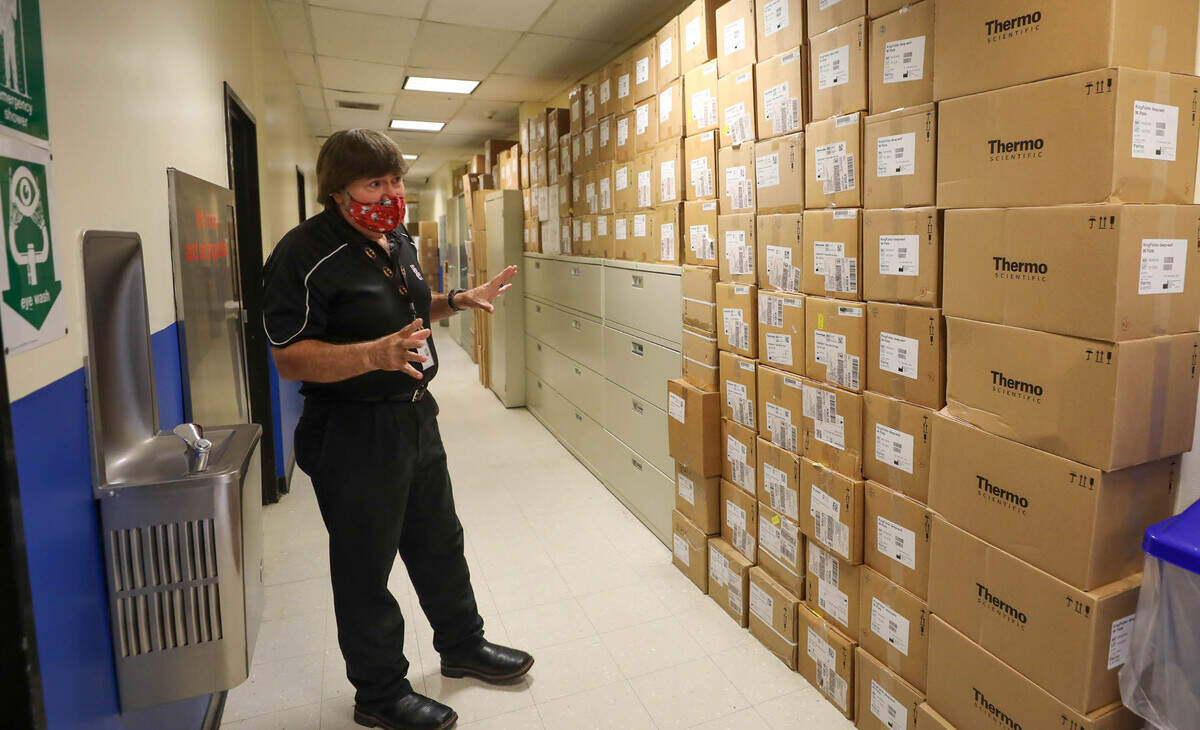 All of the hallways in the DHEC lab are crowded with storage of files and testing materials. Logistic division director David Rivers gives a tour of the aged building. The DHEC lab was built between 1976-79.