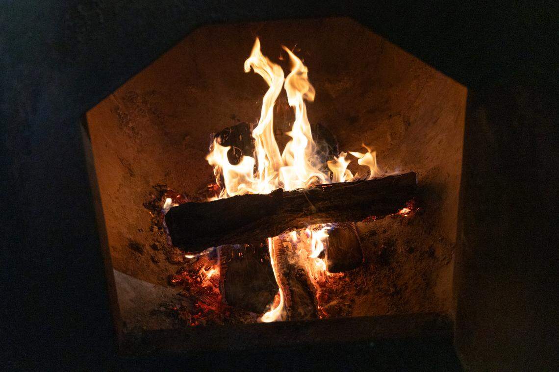 “Megatron,” one of the large smokers at City Limits Barbeque in West Columbia, is reaching the correct temperature for smoking briskets in the early morning of Friday, March 28, 2025.