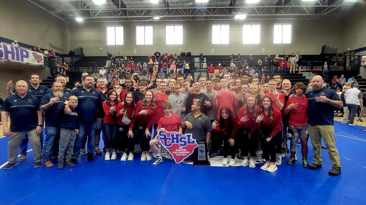 West-Oak wrestling won its Class 3A championship on Feb. 10, 2024.