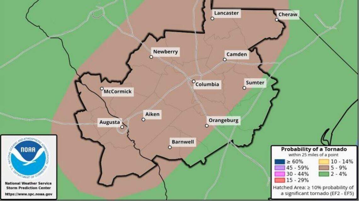 Tornado watch issued for Columbia area as severe thunderstorms are forecast to hit SC