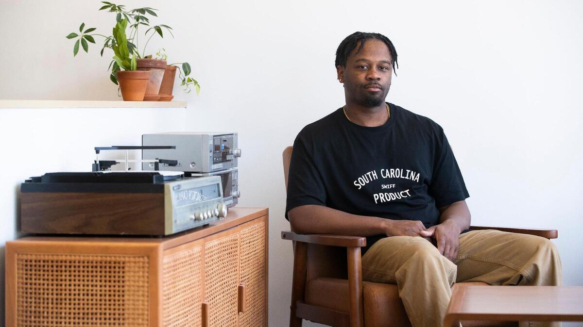 Ashanti Thomas, the owner of SWIFF, in his new store in Five Points on Thursday, February 24, 2022. He also sells his high-end clothing at Soda City Market.