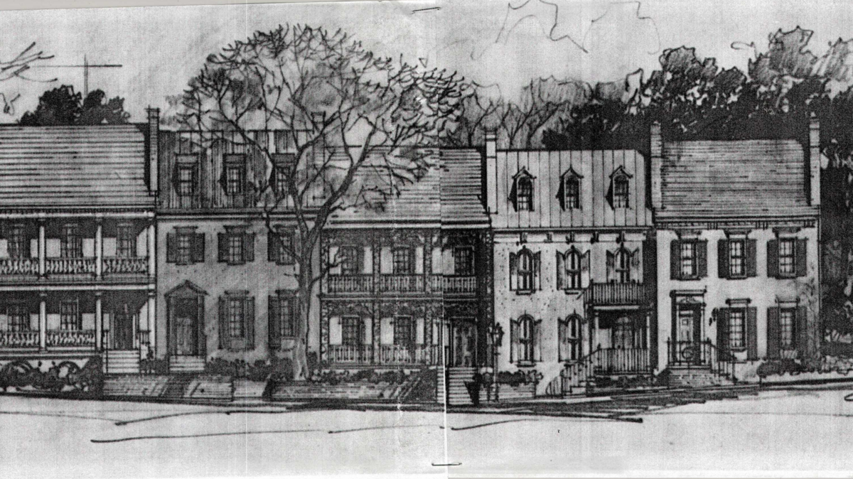 The original 1970s rendering for Craig Stoneburner’s townhouse project.