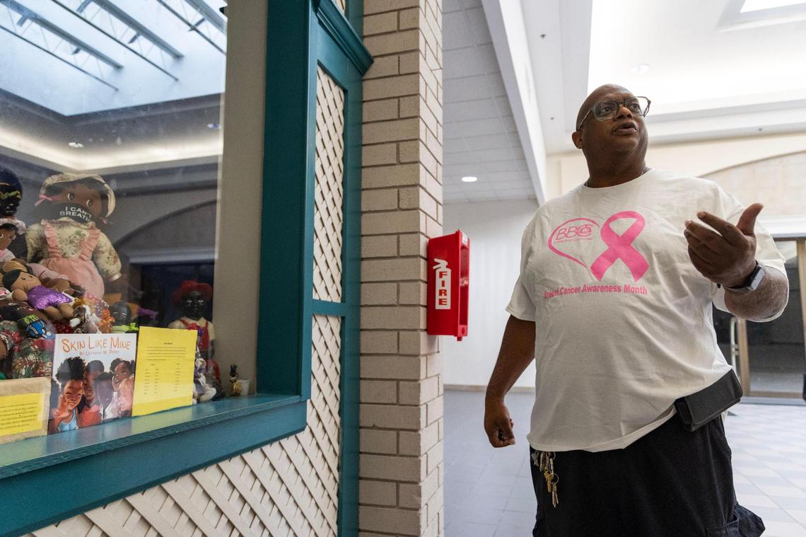 Perry Bradley shows Building Better Community’s museum at the Dutch Square Center on Thursday, October 12, 2023. His organization recently received a $200,000 grant from the state government.