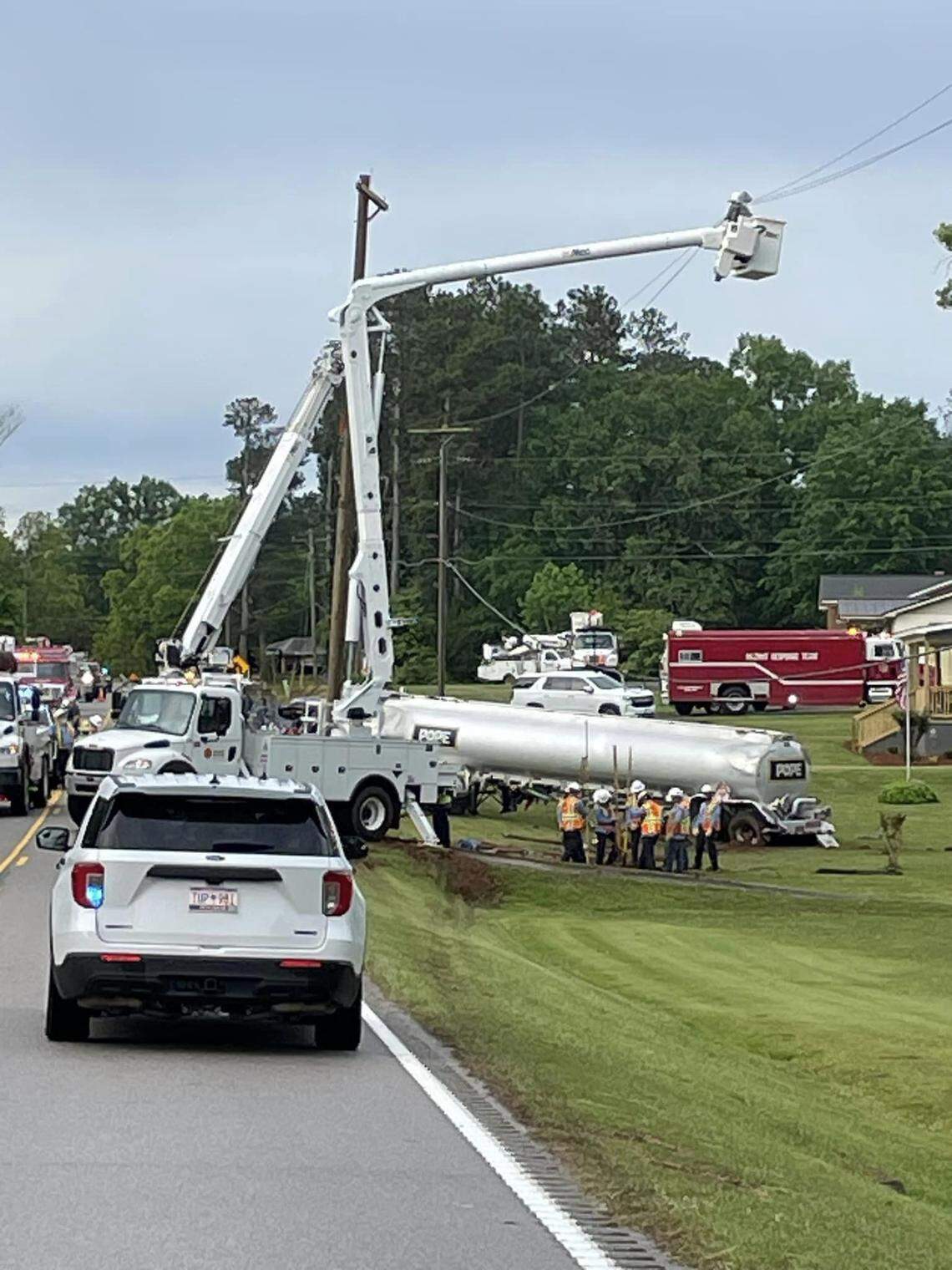 A tanker carrying 7,000 gallons of petroleum product crashed on a Midlands road.