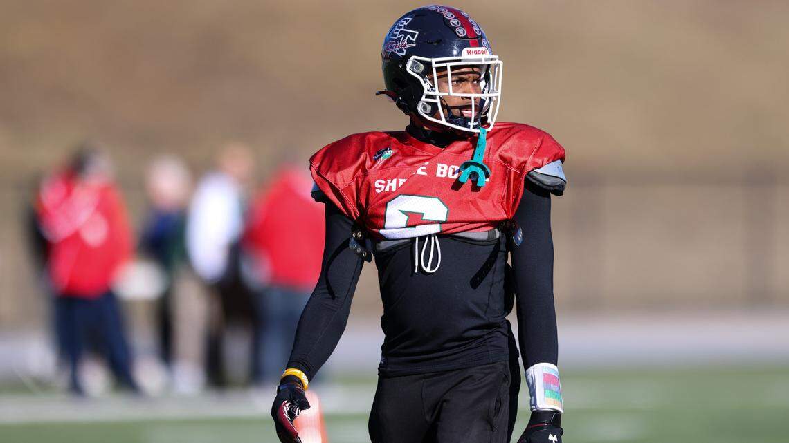 Braylon Staley (6) practices for the Shrine Bowl at McCracken Middle School in Spartanburg on Monday, December 11, 2023.