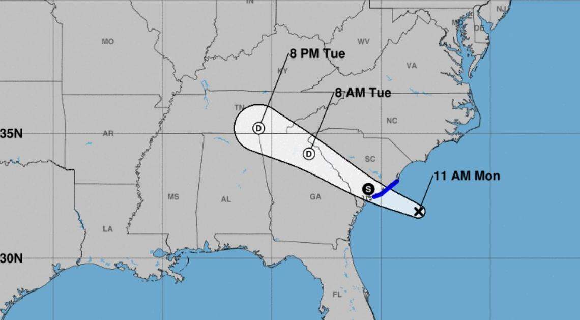 A tropical disturbance is off the coast of South Carolina and forecast to move inland, according to the National Weather Service.