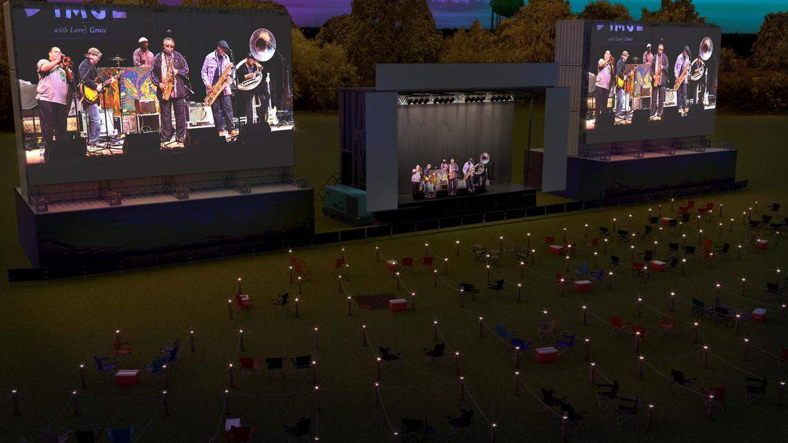 A rendering of the renovated Columbia Speedway Entertainment Center, which is scheduled to host a slate of concerts and movies.