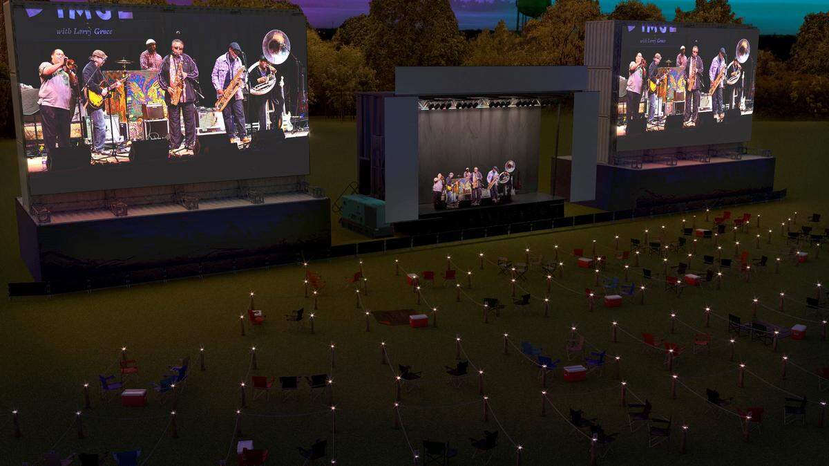A rendering of the renovated Columbia Speedway Entertainment Center, which is scheduled to host a slate of concerts and movies.