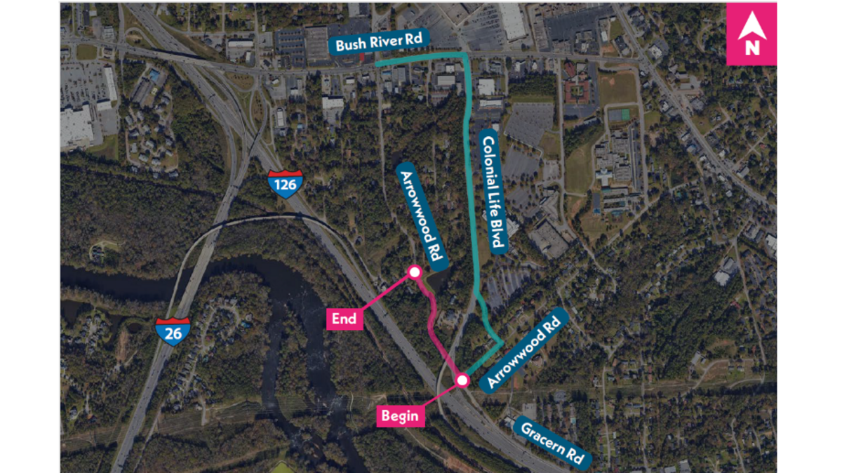Arrowwood Road will be closed, detoured beginning 7 a.m. Jan. 9.