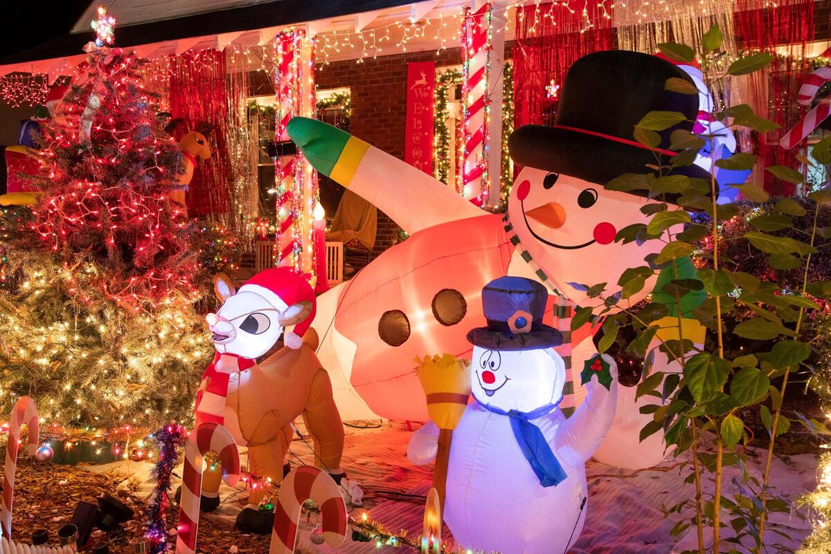 A light display featuring characters from popular Christmas movies on Blossom Street in Columbia, South Carolina on Wednesday, December 23, 2020.