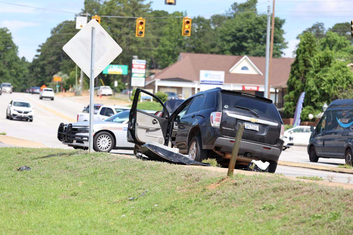 Members of the Richland County Sheriff’s Department respond to the scene of a crash following a chase.