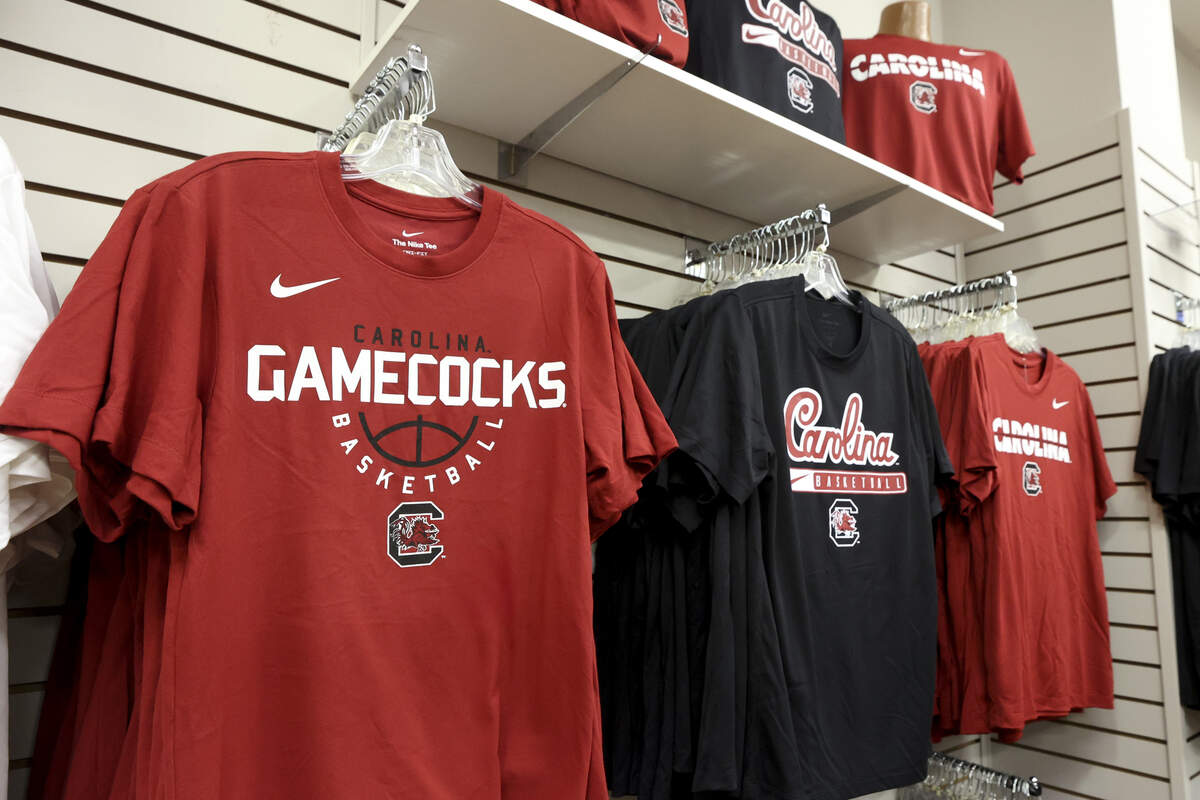 Gamecock Traditions in Lexington has Nike logo Gamecock apparel ready for customers when they open on Wednesday, July 1, 2026.