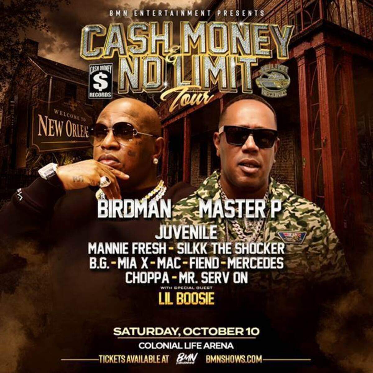 The Cash Money Records & No Limit Records Tour includes a stop in Columbia.