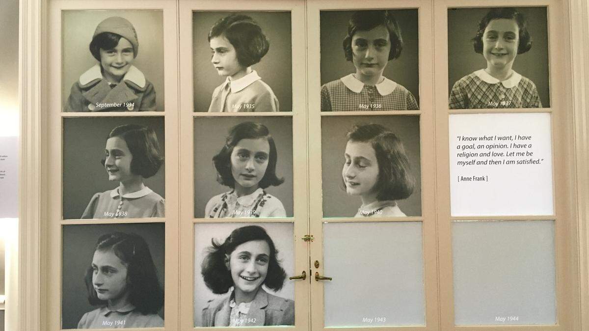 Images of Anne Frank on display at the Anne Frank Center on the University of South Carolina campus on August 20, 2021.