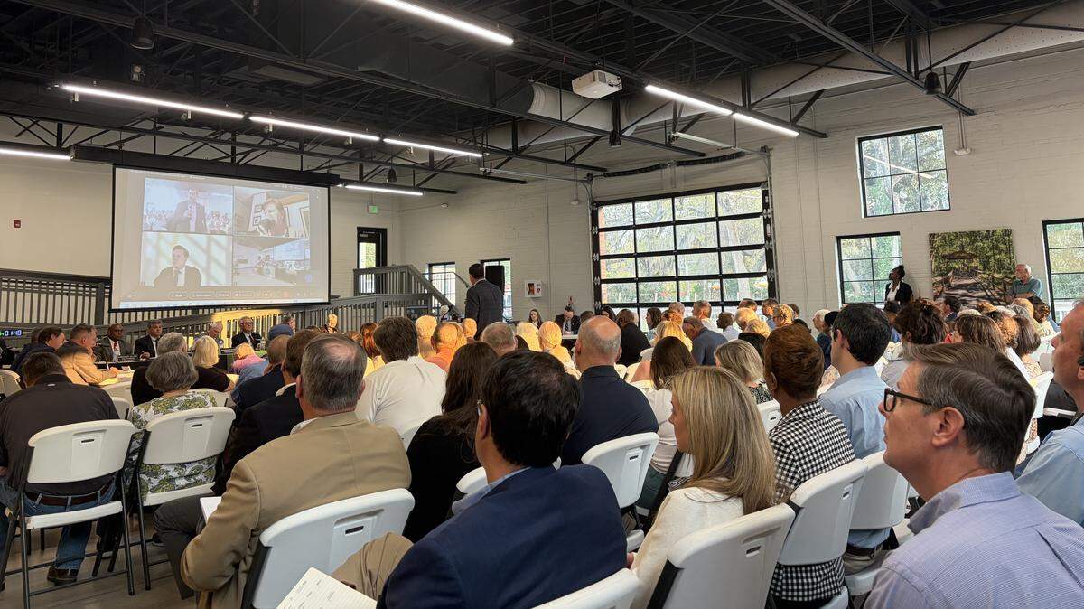 South Carolinians give input to the state Public Service Commission on a proposed natural gas plant in Colleton County in Walterboro on March 23, 2026.