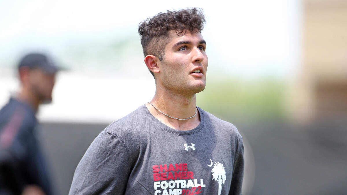 South Carolina quarterback recruit Dante Reno (Class of 2024) works out at the Shane Beamer Football Camp held Thursday, June 9, 2022.