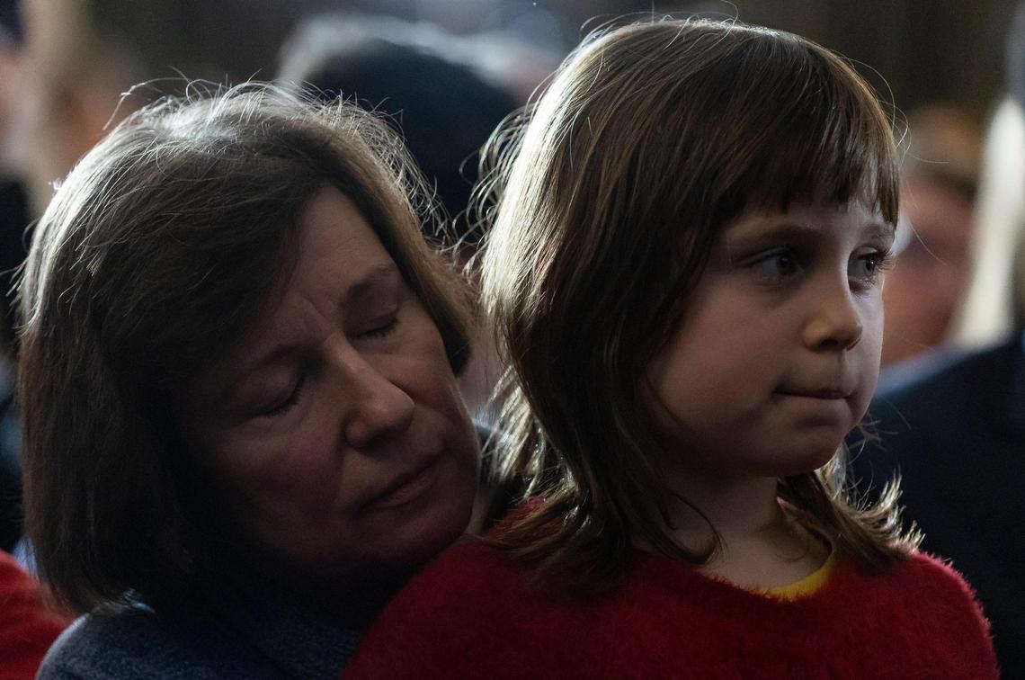 Guests listen to former United Nations Ambassador Nikki Haley speak during her rally at The Artisan hotel on Monday, Jan. 22, 2024, in Salem, New Hampshire.