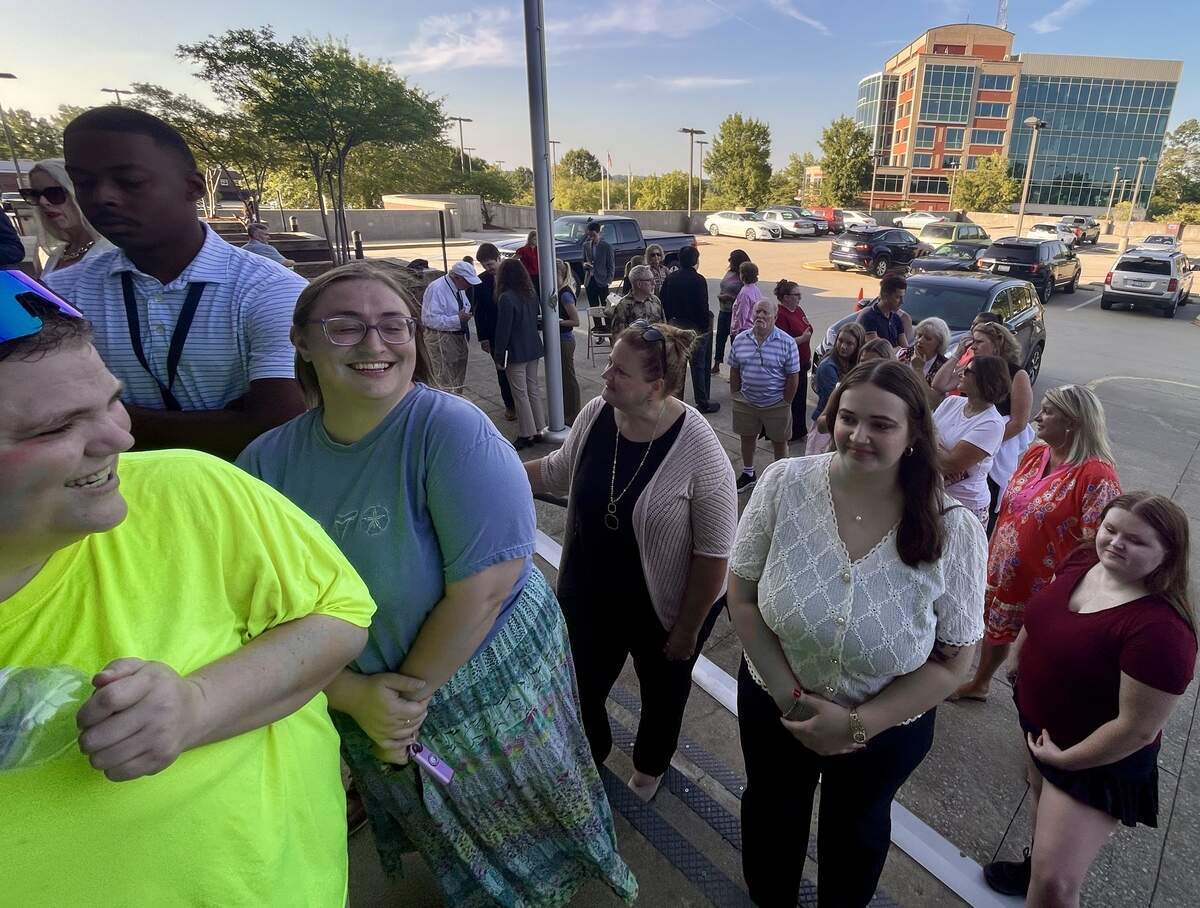 A crowd lined up early Monday morning to enter the Lexington County Courthouse for a pretrial hearing in the Alex Murdaugh murder case. June 29, 2026.