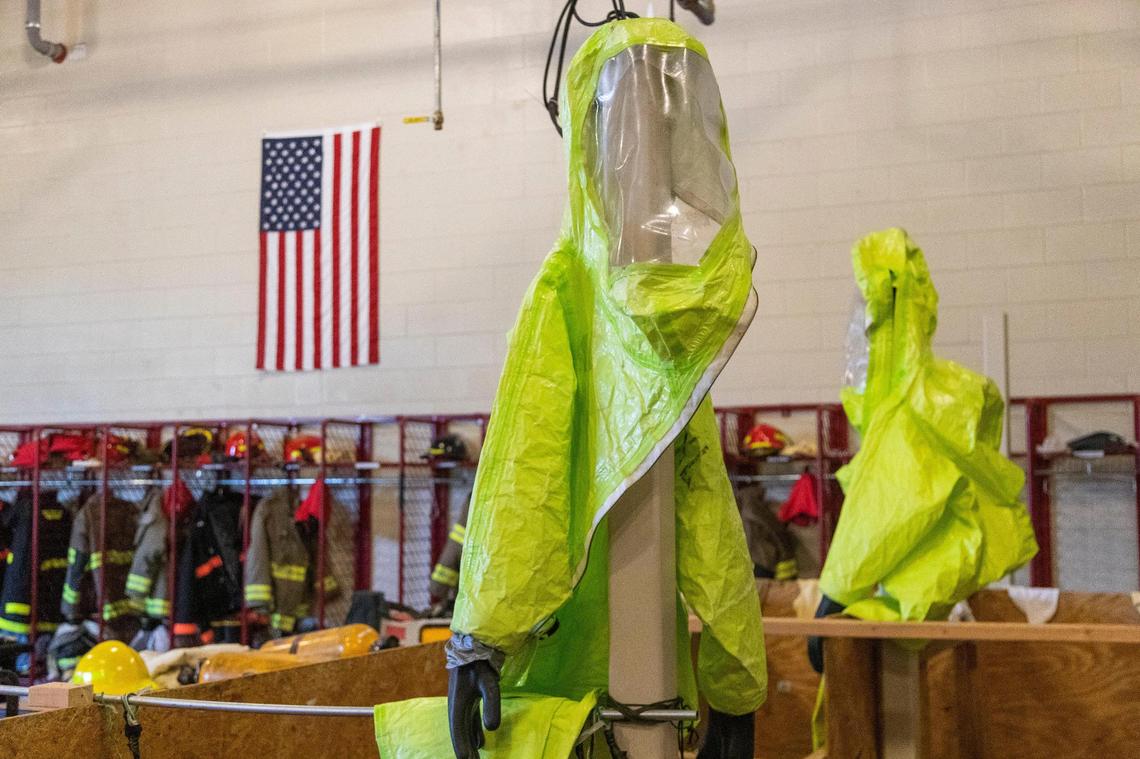 Protective equipment at the The Center for Advanced Technical Studies in Chapin, South Carolina on Wednesday, April 28, 2021. The school teaches students a variety of lifesaving techniques.