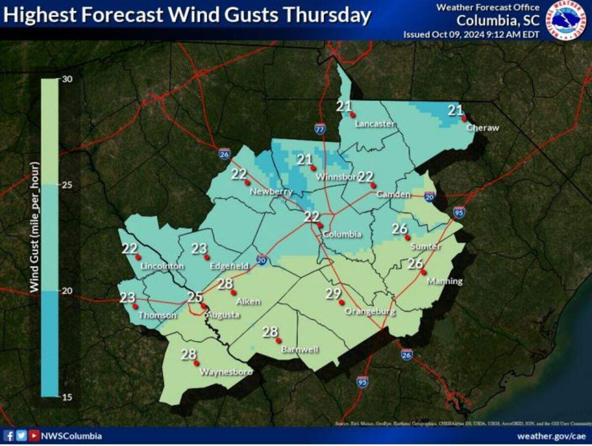 A look at how Hurricane Milton is forecast to affect the Columbia area of South Carolina.