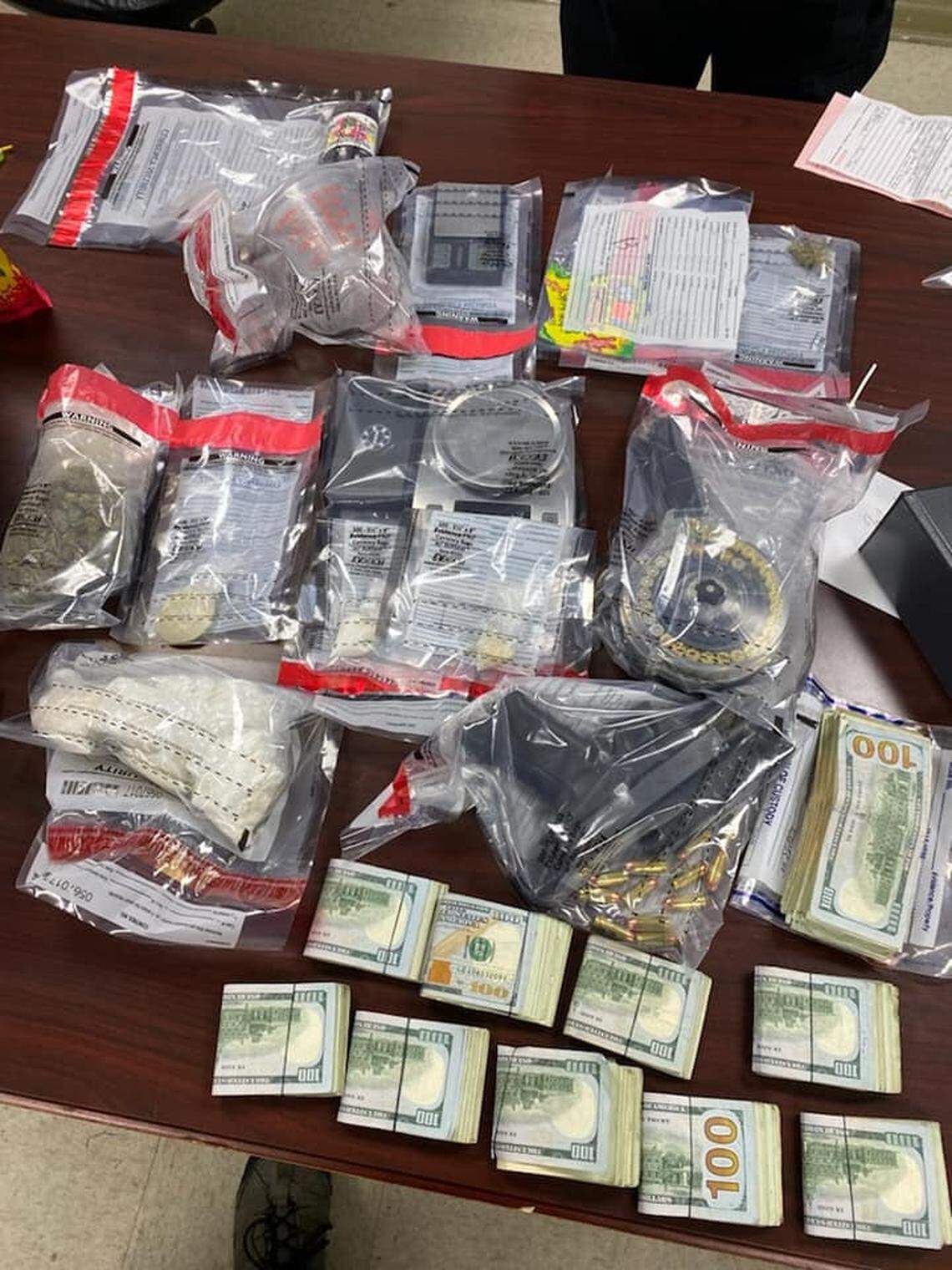 Drugs, a gun and cash were seized at a bust at a Midlands home, the sheriff’s office said.
