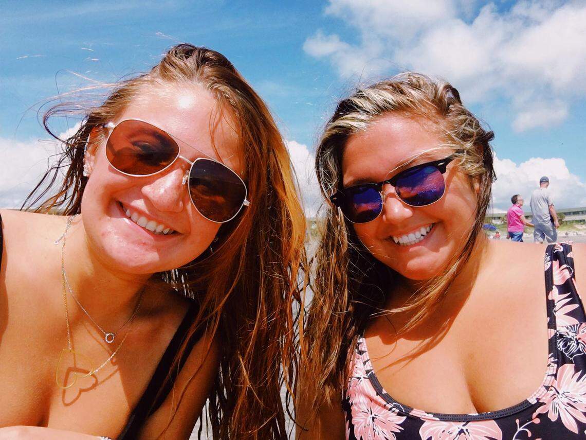 Cousins Katie Isbell and Erica Hedrick took this photo moments before Hedrick was attacked by a shark, Islbell said. 