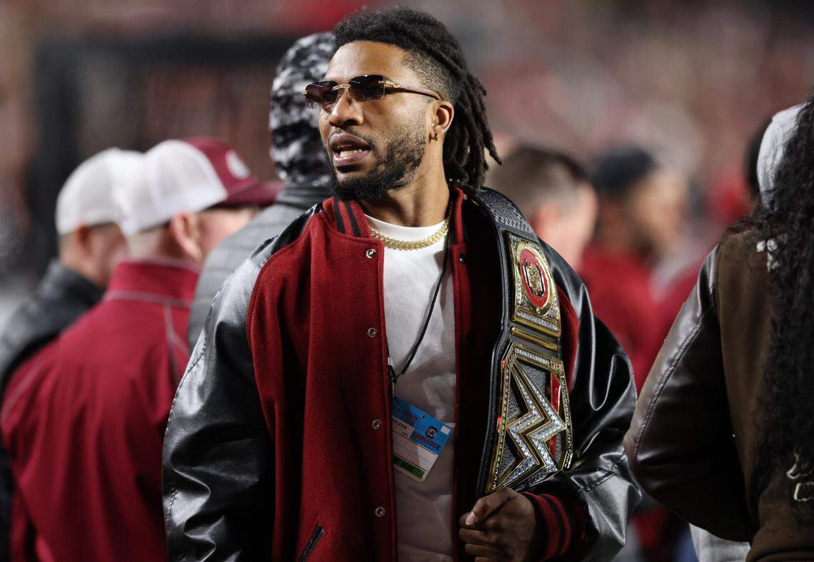 Trick Williams stands on the sideline during the Gamecocks’ game against Clemson in Columbia on Nov. 25, 2023.