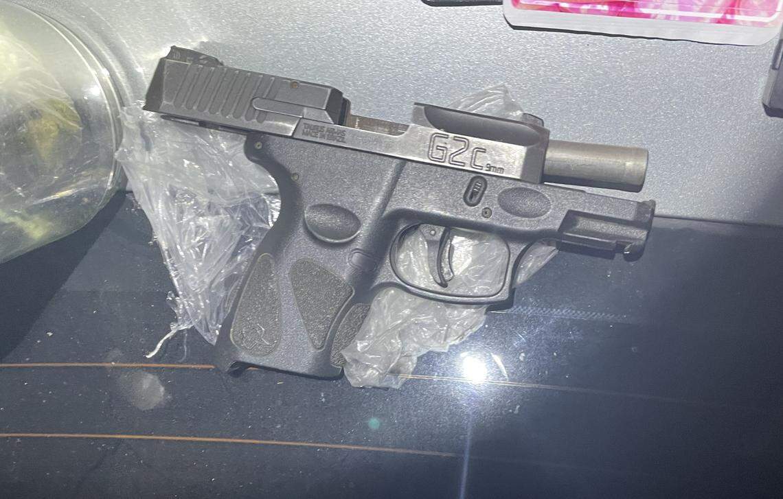 A gun was seized during a traffic stop.