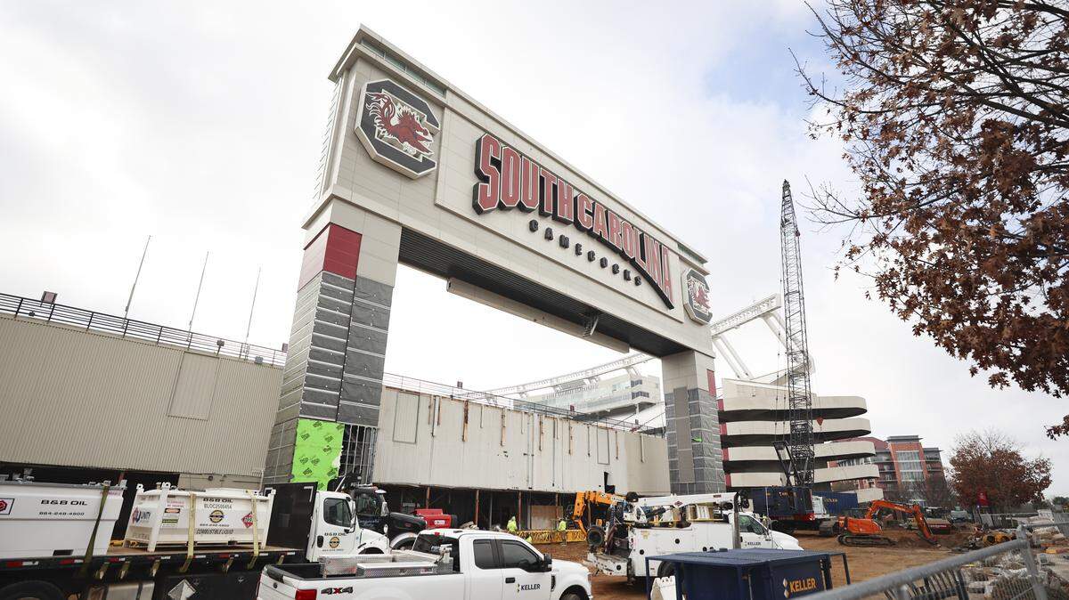 Crews work to demolish portions of Williams-Brice Stadium on Wednesday, Jan. 7, 2026. Renovations to the stadium are expected to be complete in time for the 2026 season.