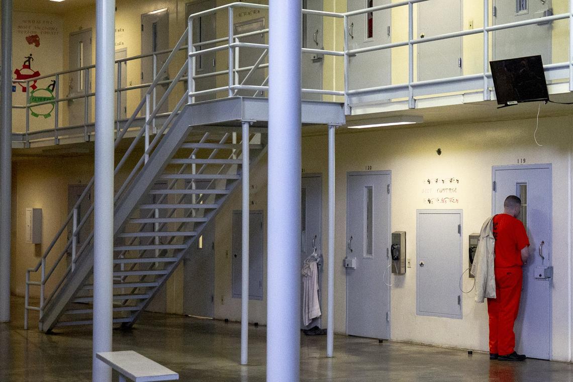 An SCDC inmate stands in front of a cell inside a dorm at Kirkland Correctional Institution Thursday March 14, 2019, in Columbia, SC.
