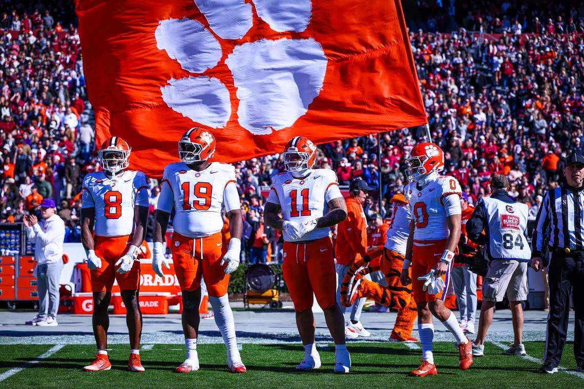 Clemson running back Adam Randall (8), defensive tackle DeMonte Capehart (19), defensive tackle Peter Woods (11) and wide receiver Antonio Williams (0) were all selected within the top five rounds of the 2026 NFL Draft.