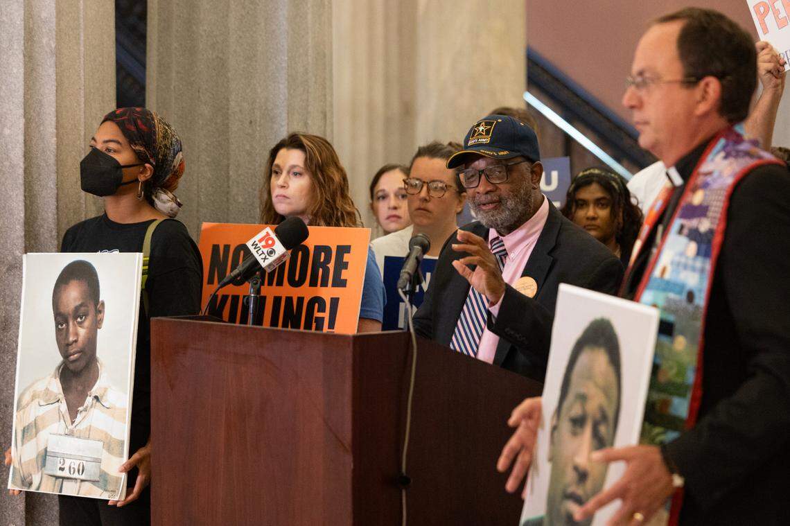 Rev. David Kennedy of the Laurens County NAACP speaks at the South Carolina State House speaks against capital punishment on Thursday, September 12, 2024.