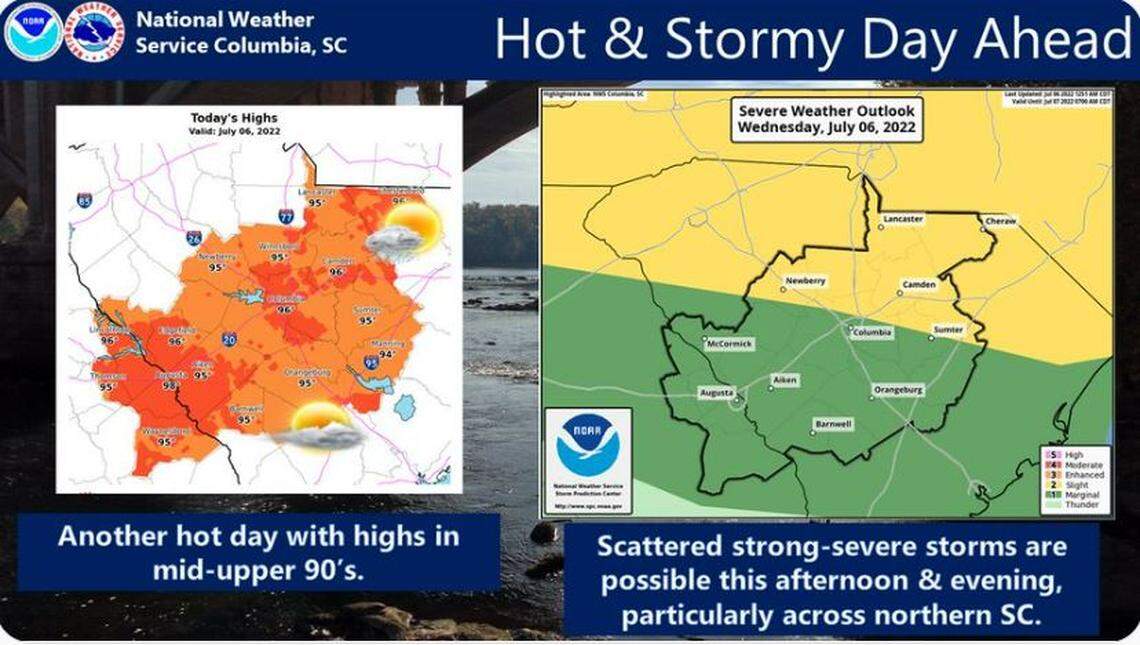 Severe weather is in the forecast for the Midlands, according to the National Weather Service.