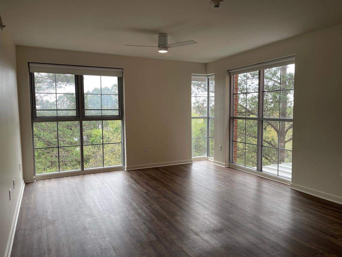 Apartments inside Vista Lofts feature floor to ceiling windows.