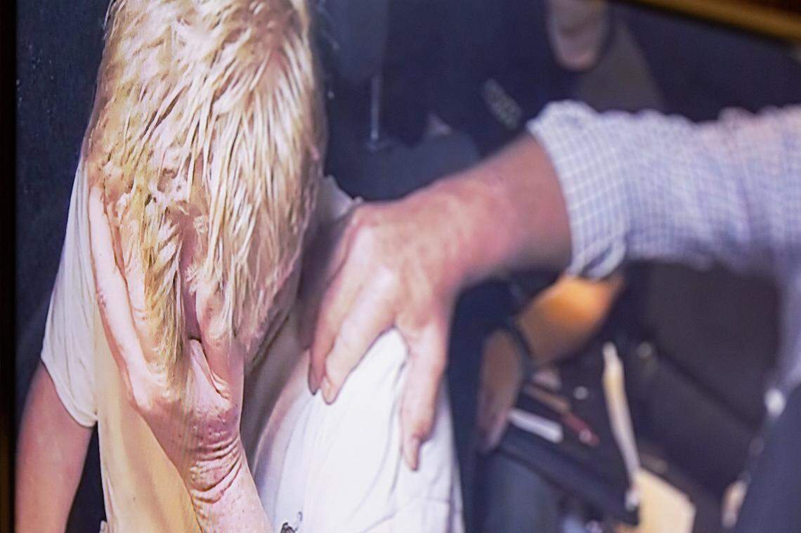 Alex Murdaugh is interviewed by SLED agent David Owen and Colleton County Sheriff’s Office detective Laura Rutland inside of Owen’s car the night of June 7, 2021. Also present was an attorney from the PMPED law firm, Danny Henderson.