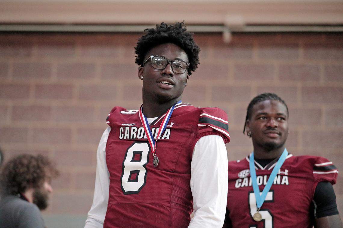 Nyck Harbor and the University of South Carolina football team freshmen took part in the annual Pigskin Poets reading event Friday, July 21, 2023 at the Drew Wellness Center in Columbia.