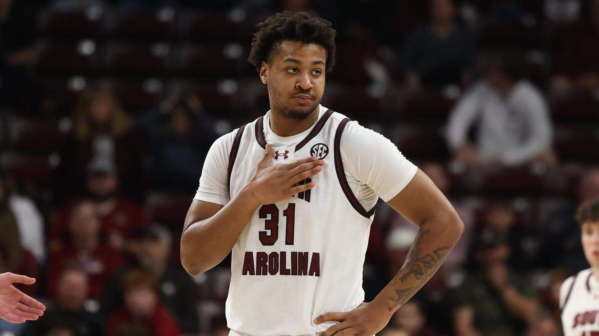 South Carolina forward Elijah Strong (31) is seen during the men's basketball game against North Carolina A&T at Colonial Life Arena on Tuesday, Nov. 4, 2025.


