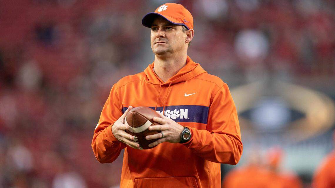 January 7, 2019; Santa Clara, CA, USA; Clemson Tigers co-offensive coordinator/wide receivers coach Jeff Scott before the 2019 College Football Playoff Championship game against the Alabama Crimson Tide at Levi’s Stadium. Clemson defeated Alabama 44-16. Mandatory Credit: Kyle Terada-USA TODAY Sports