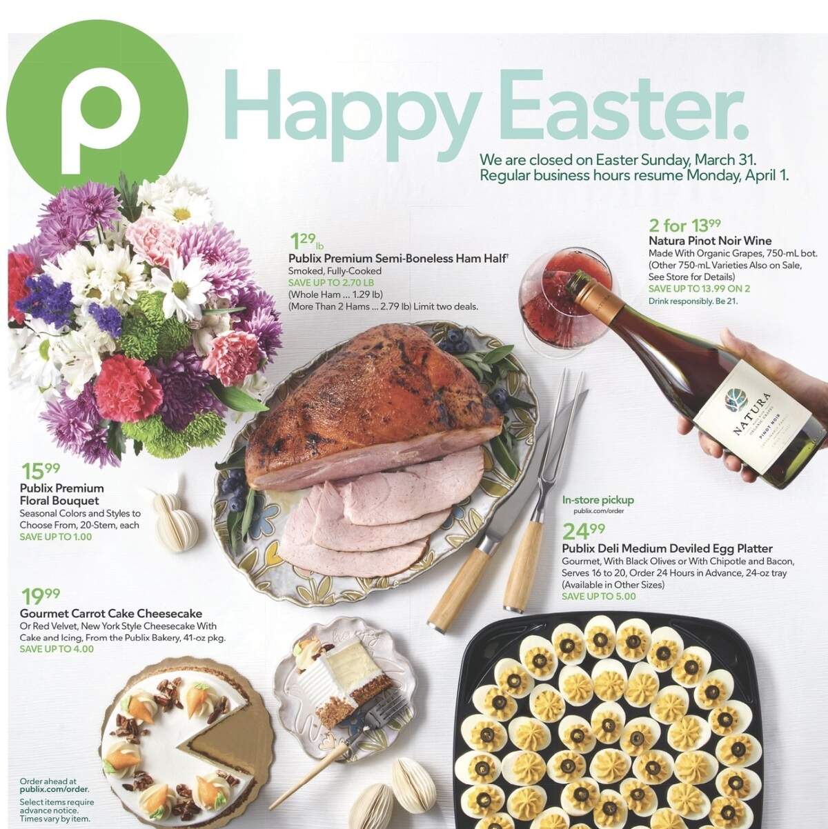 An advertisement for Easter food deals at Publix.